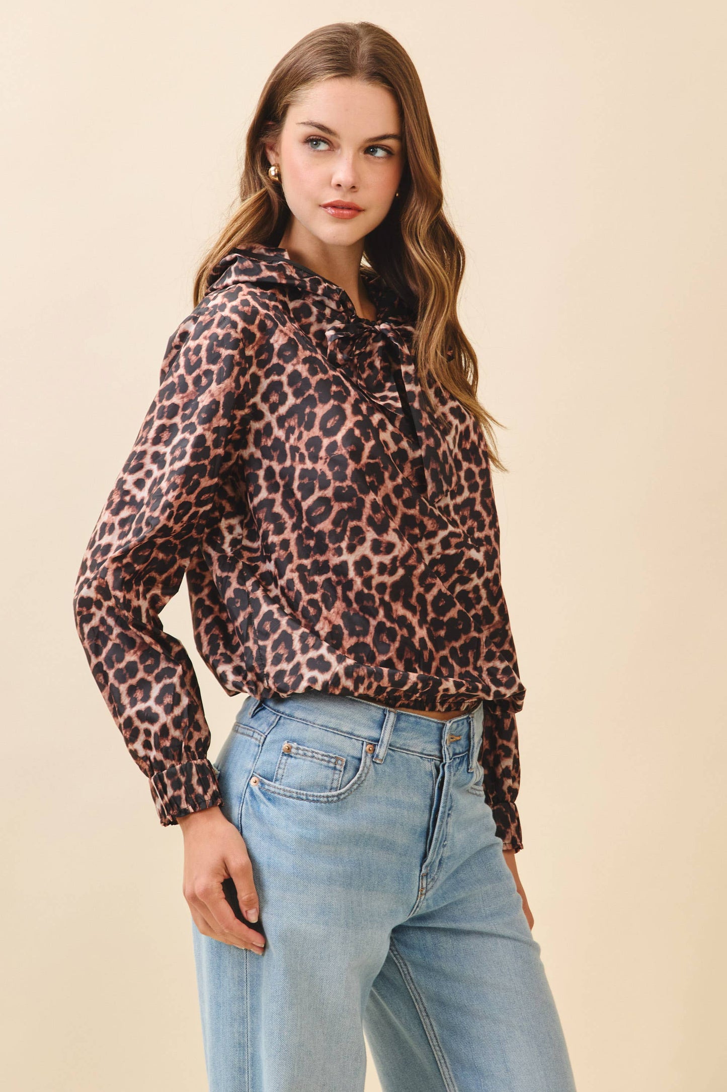 RIBBON HOODIE - LEOPARD