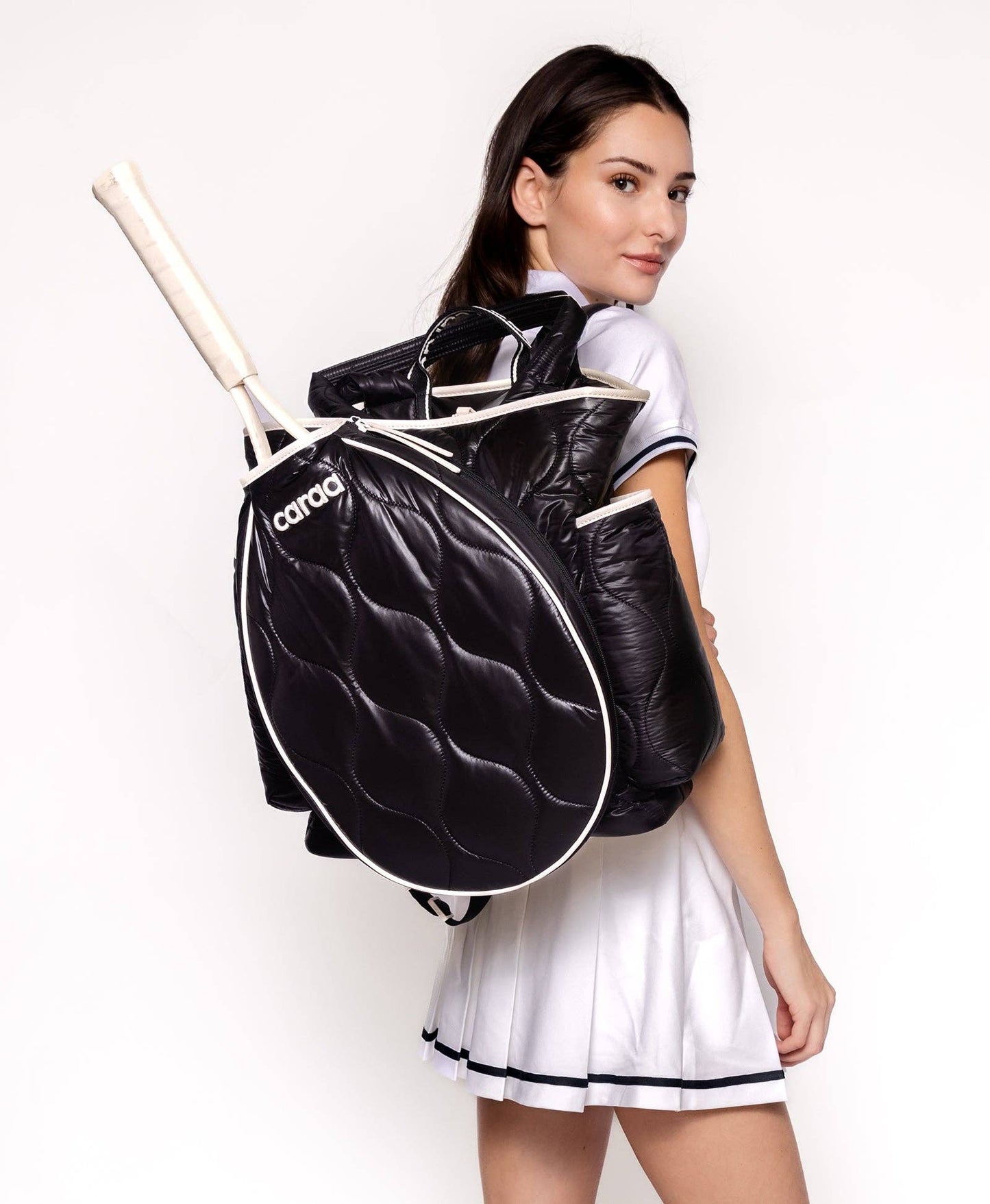 TENNIS QUILTED TOTE BACKPACK - BLACK