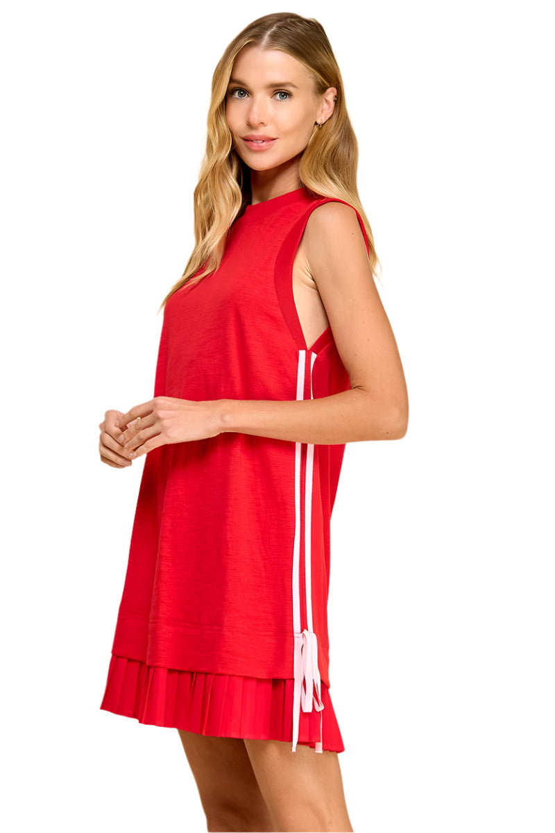 SIDE STRIPE DRESS - RED
