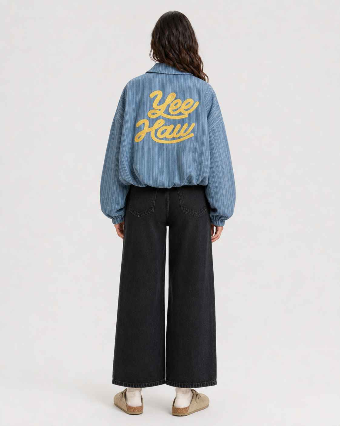 YEEHAW Striped Denim Jacket