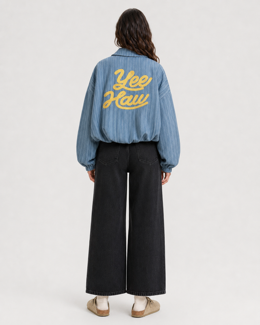 YEEHAW Striped Denim Jacket