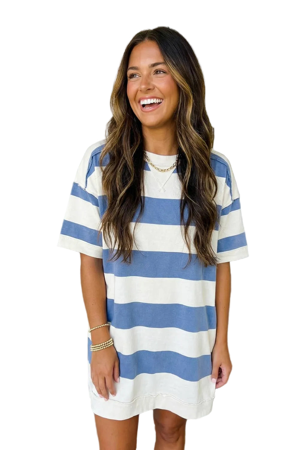STRIPE TEE DRESS - BLUE