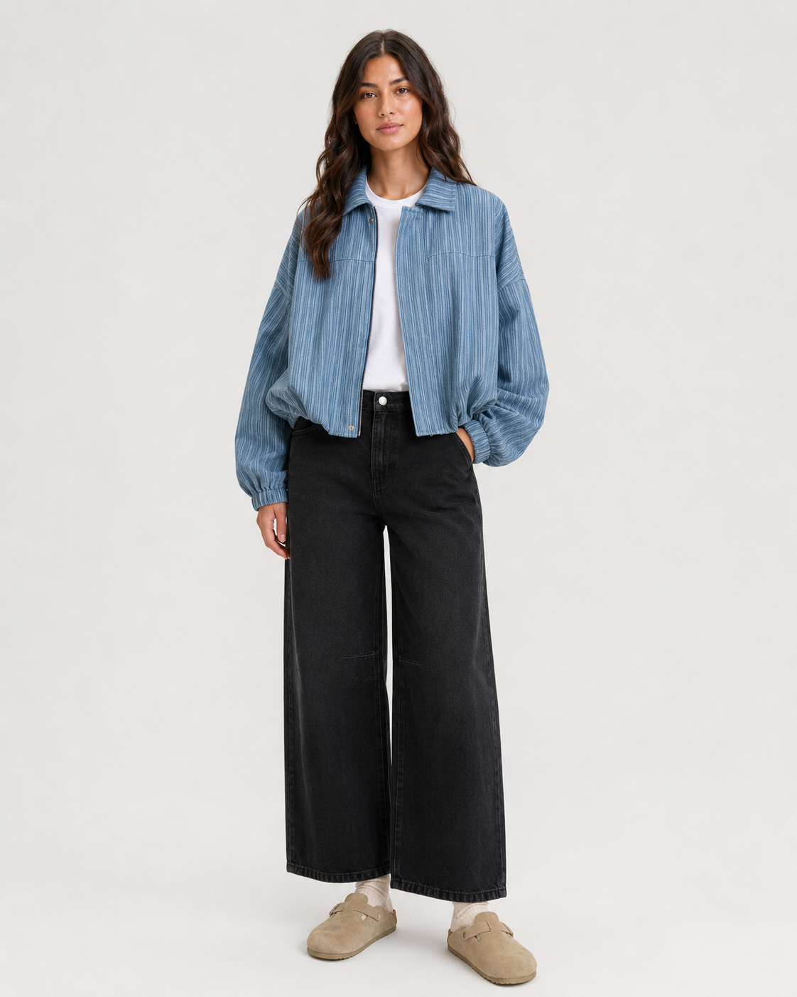 YEEHAW Striped Denim Jacket